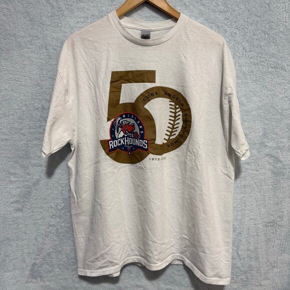Gildan Men's White Short Sleeve T-Shirt Size XL Midland RockHounds Baker Hughes